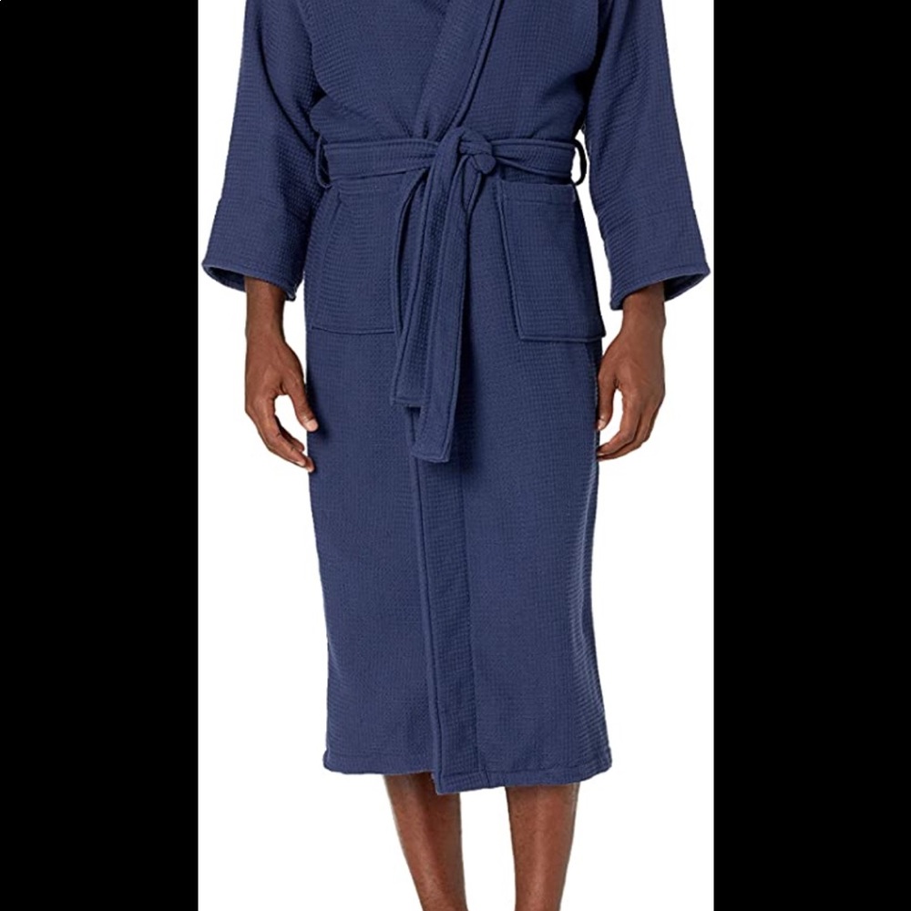 Unisex Small navy terry cloth waffle robe. NWT
